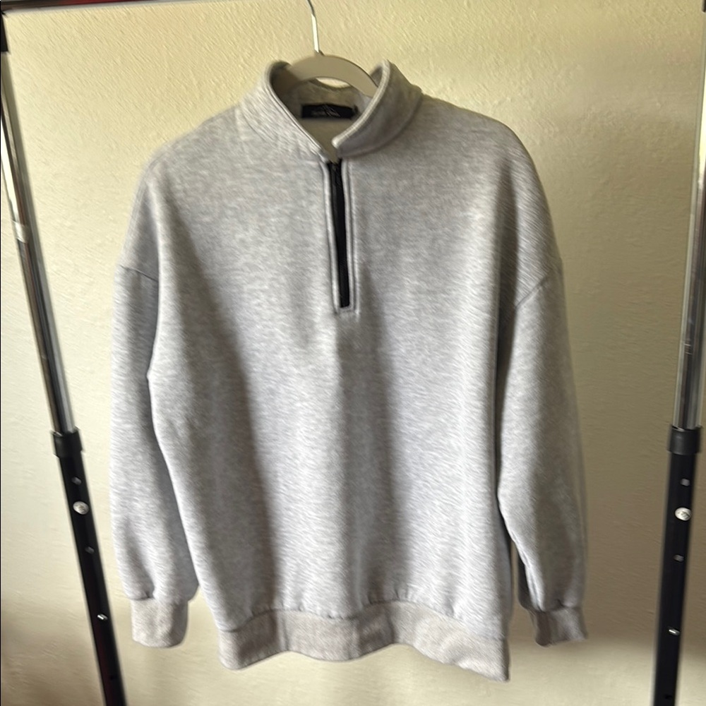 Classic Gray Zip-Up Sweater for Men
